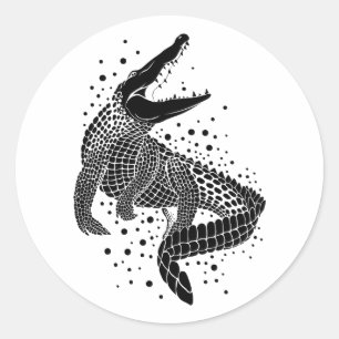 Black Silhouette Of a Crocodile Classic Round Sticker