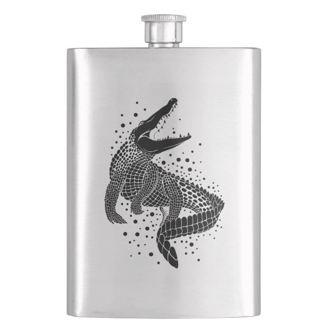 Black Silhouette Of a Crocodile Flask (Front)