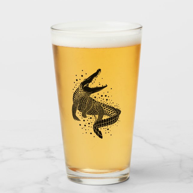Black Silhouette Of a Crocodile Glass (Front Filled)