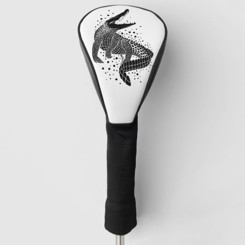 Black Silhouette Of a Crocodile Golf Head Cover