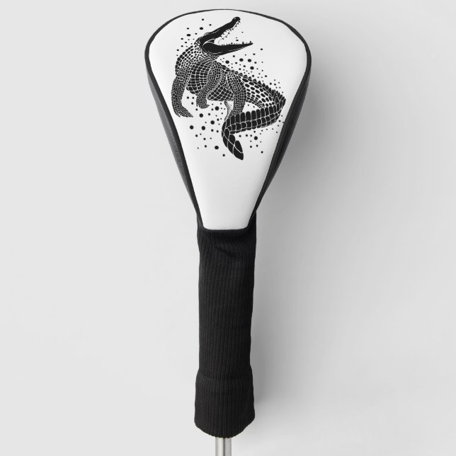 Black Silhouette Of a Crocodile Golf Head Cover (Front)