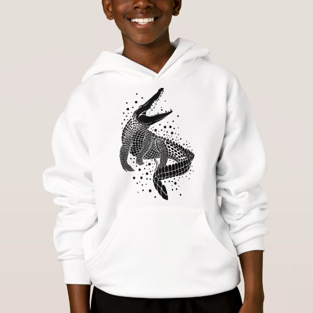Black Silhouette Of a Crocodile Hoodie (Front)