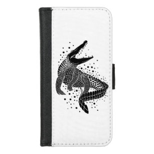 Black Silhouette Of a Crocodile iPhone 8/7 Wallet Case