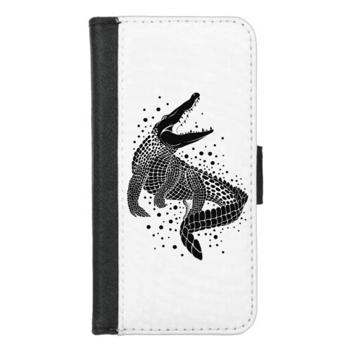 Black Silhouette Of a Crocodile iPhone 87 Wallet Case