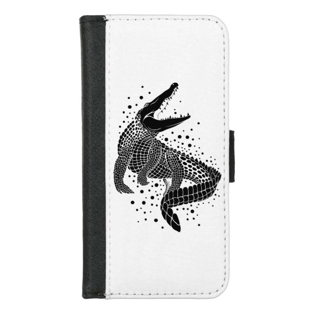Black Silhouette Of a Crocodile iPhone Wallet Case (Front)