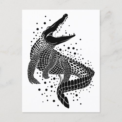 Black Silhouette Of a Crocodile Postcard