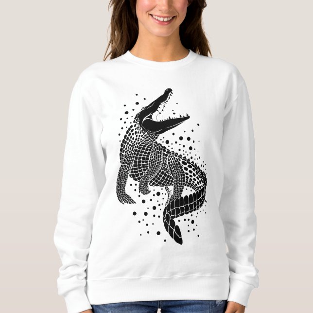 Black Silhouette Of a Crocodile Sweatshirt (Front)