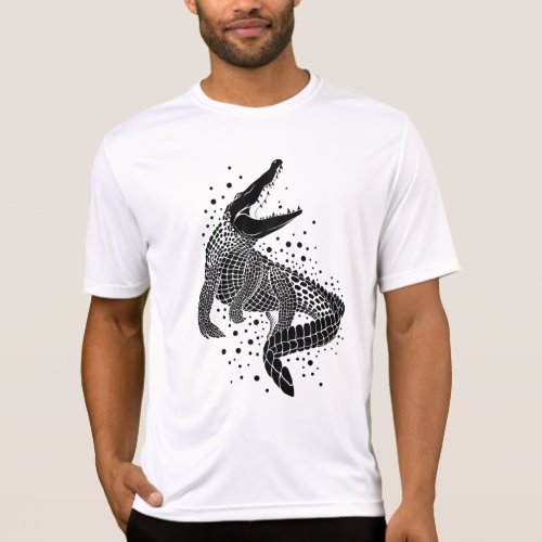 Black Silhouette Of a Crocodile T_Shirt