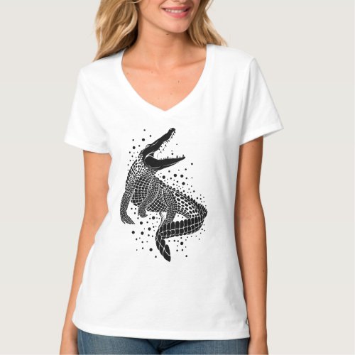 Black Silhouette Of a Crocodile T_Shirt