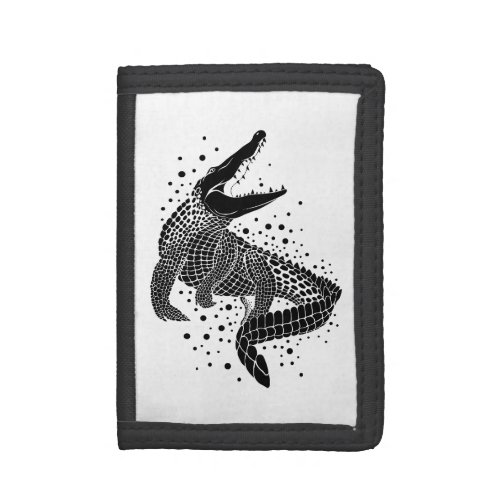 Black Silhouette Of a Crocodile Trifold Wallet