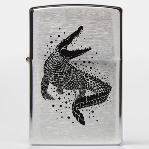 Black Silhouette Of a Crocodile Zippo Lighter