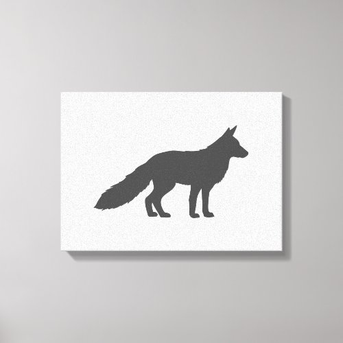 Black silhouette of a fluffy Fox Canvas Print