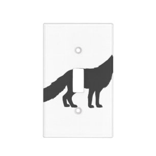 Black silhouette of a fluffy Fox Light Switch Cover