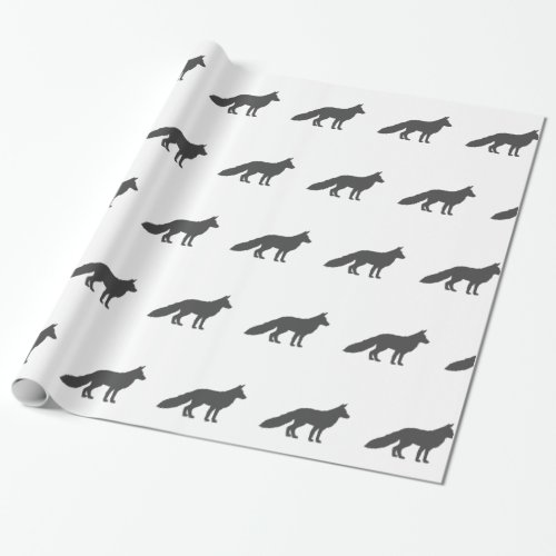 Black silhouette of a fluffy Fox Wrapping Paper