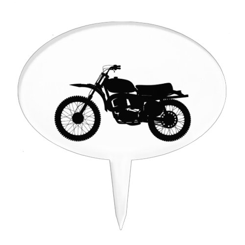 Black silhouette of bike _ Choose background color Cake Topper