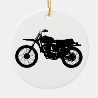 Black silhouette of bike - Choose background color Ceramic Ornament