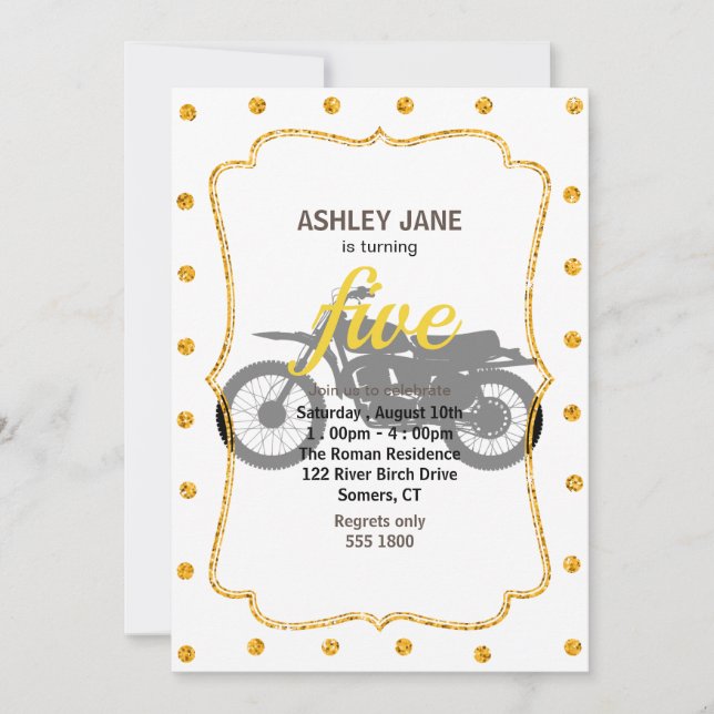 Black silhouette of bike - Choose background color Invitation (Front)