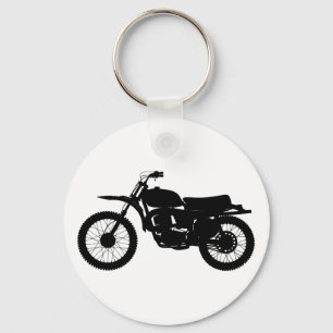 Black silhouette of bike - Choose background color Keychain