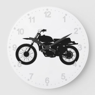Black silhouette of bike - Choose background color Large Clock