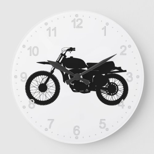 Black silhouette of bike _ Choose background color Large Clock