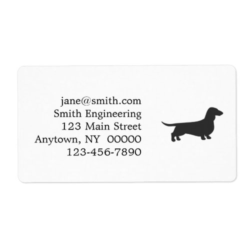 Black silhouette of dachshund label