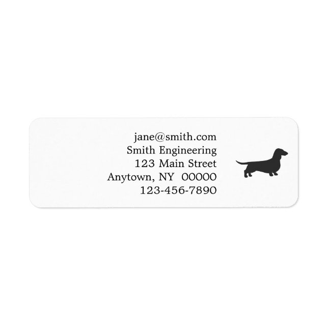 Black silhouette of dachshund label (Front)