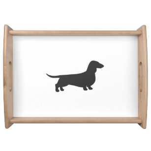 Black silhouette of dachshund serving tray