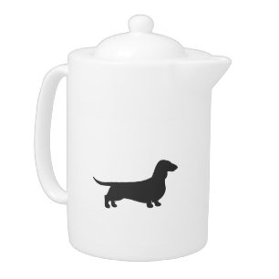 Black silhouette of dachshund teapot