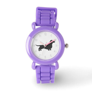 Black silhouette of dachshund watch