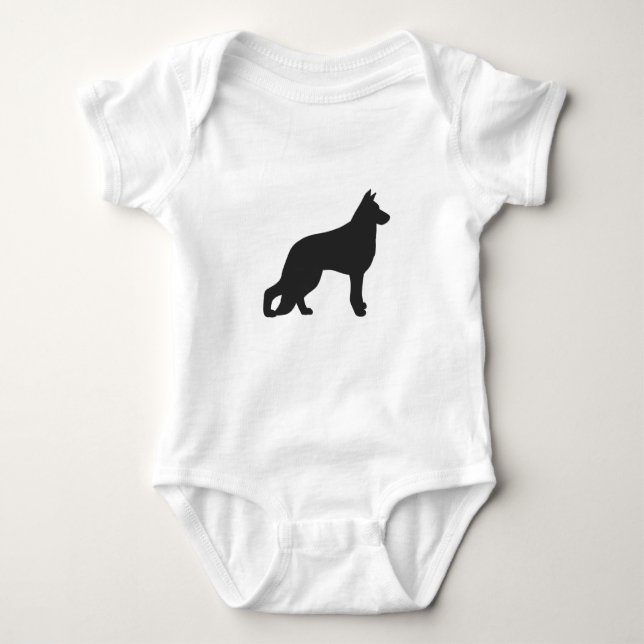 Black silhouette of German Shepherd dog Baby Bodysuit (Front)