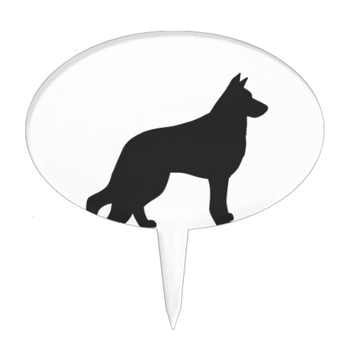 Black silhouette of German Shepherd dog Cake Topper