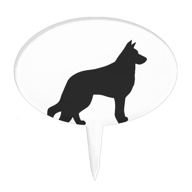 Black silhouette of German Shepherd dog Cake Topper (Front)