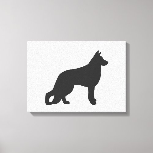 Black silhouette of German Shepherd dog Canvas Print