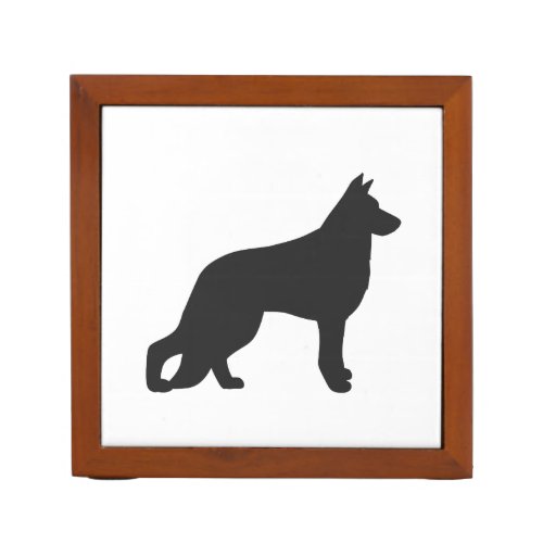 Black silhouette of German Shepherd dog Desk Organizer