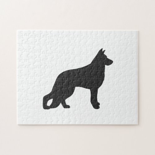 Black silhouette of German Shepherd dog Jigsaw Puzzle