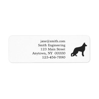 Black silhouette of German Shepherd dog Label