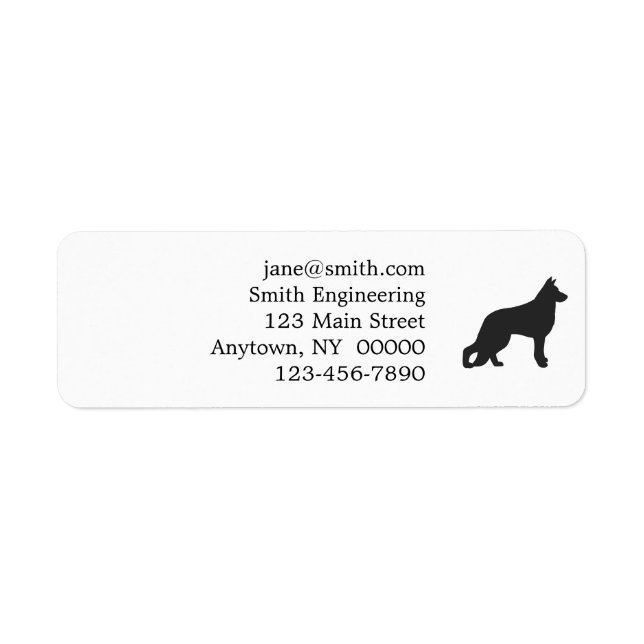 Black silhouette of German Shepherd dog Label (Front)