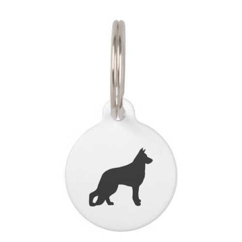 Black silhouette of German Shepherd dog Pet ID Tag