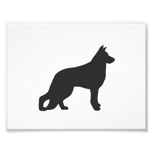 Black silhouette of German Shepherd dog Photo Print