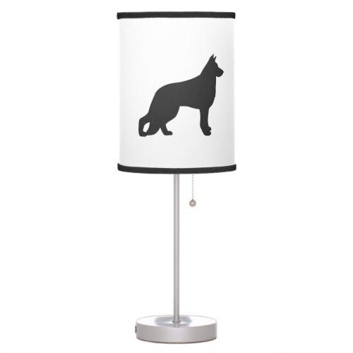 Black silhouette of German Shepherd dog Table Lamp