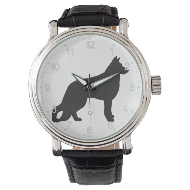 Black silhouette of German Shepherd dog Watch (Front)