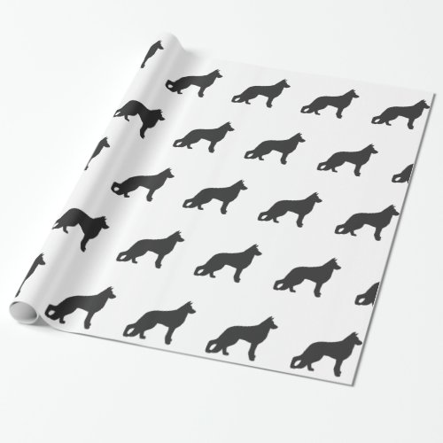 Black silhouette of German Shepherd dog Wrapping Paper