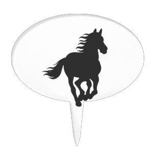 Black silhouette of horse - Choose background colo Cake Topper