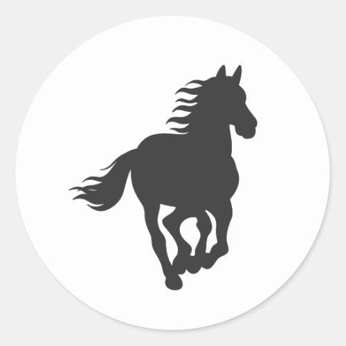 Black silhouette of horse _ Choose background colo Classic Round Sticker