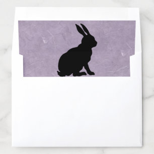 Black Silhouette of Sitting Rabbit Pretty Purple Envelope Liner