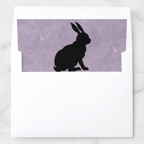 Black Silhouette of Sitting Rabbit Pretty Purple Envelope Liner