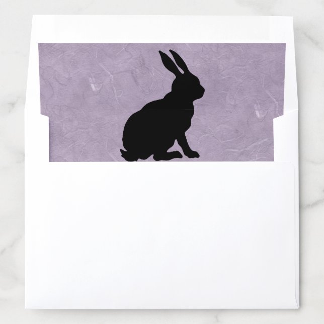 Black Silhouette of Sitting Rabbit Pretty Purple Envelope Liner (In Envelope)