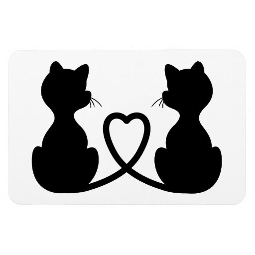 Black Silhouette Of Two Cats In Love Rectangular Magnet | Zazzle