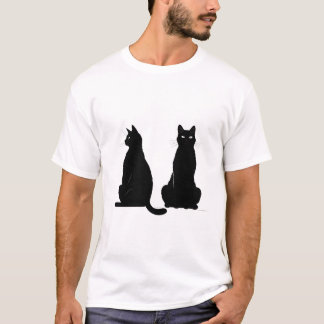 Black silhouette of two cats T-Shirt