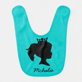Black Silhouette Princess Personalized  Bib
